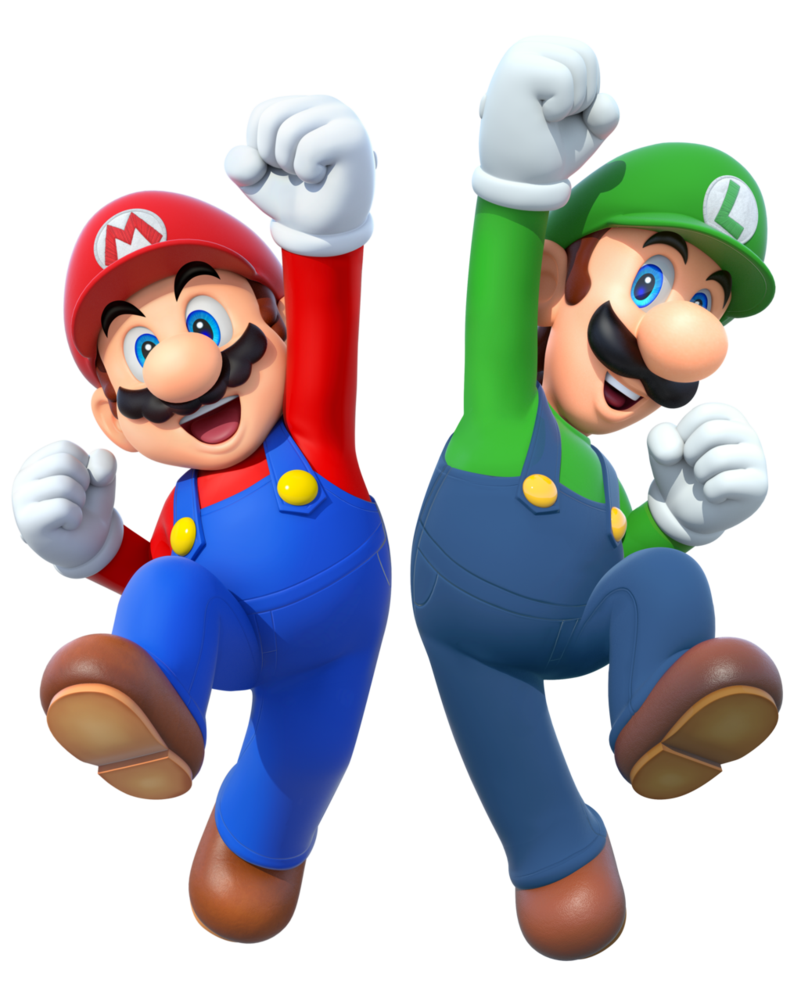Mario and Luigi celebrating
